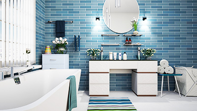 Builders in Ocean County recommend picking out upgraded tiles for hard to replace area like the bathroom